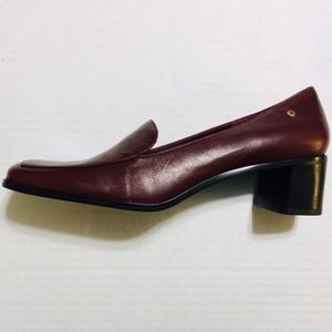 Etienne Aigner Burgundy Block Heel Slip-Ons 9M